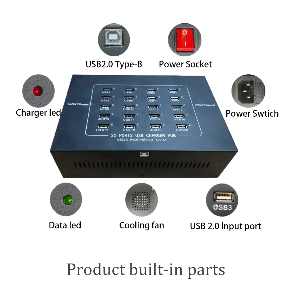 Hub de bureau de 20 ports 200W