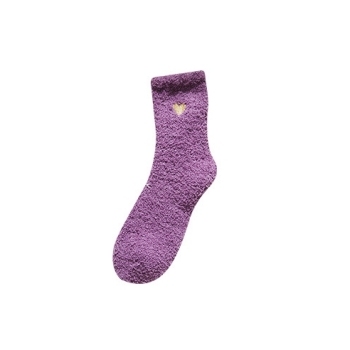 Winter Coral Fleece Socks - Warm and Cozy Home Sleep Socks with Heart Embroidery