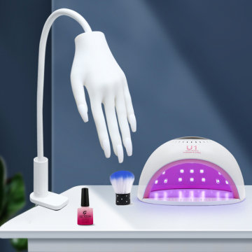 Best Practice Nail Hand Model: Flexible Silicone Training Hand with Free Tips for Acrylic Nails