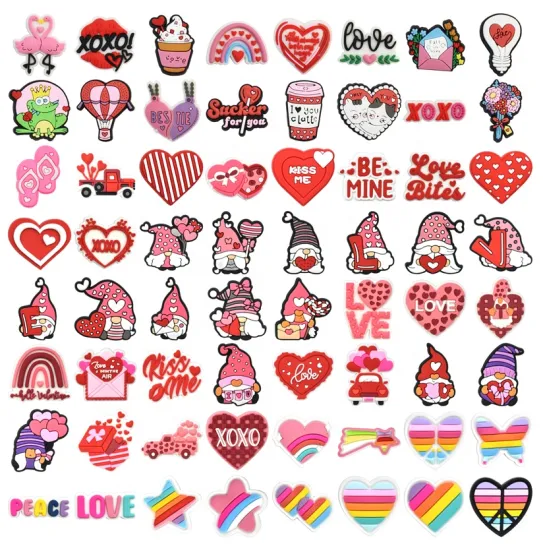 Factory Direct Wholesale PVC Shoe Charms for Valentine's Day