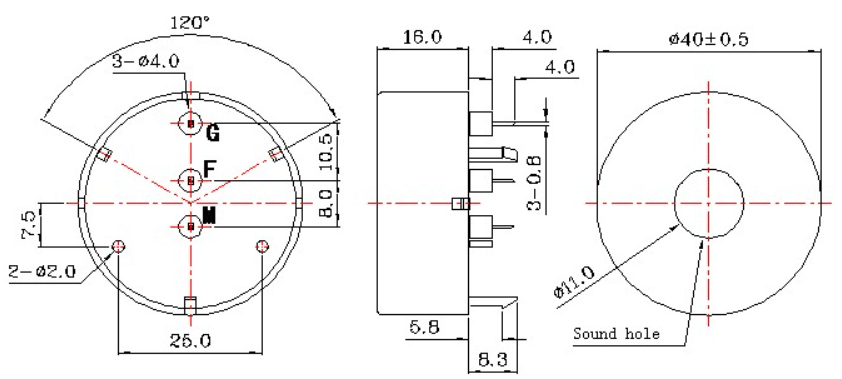 40x16mm Piezoelectric Buzzer 3-25V 90dB 3400Hz 