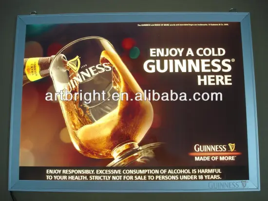 Advertising led snap frame guinness light box