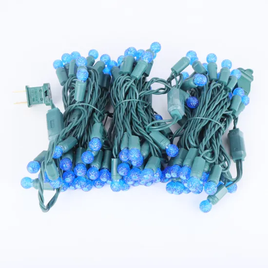 Waterproof 120V 17FT RGB LED String Lights - 50 Count G12 Faceted for Outdoor Christmas Decor