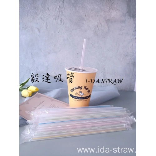 Boba tea clear straw with Purple strips 12MM China Manufacturer