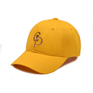 6 Panel Yellow Embroidered Baseball Cap