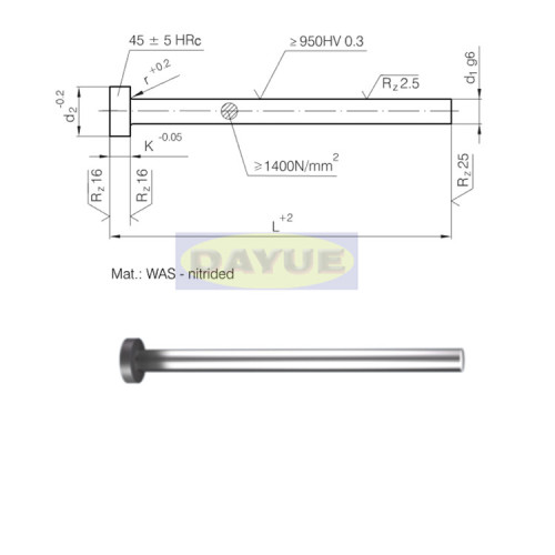 1.2344 kepala silinder pin ejector nitrided (tipe fiat)