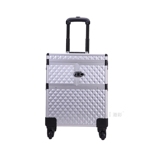 Cute silver travel cosmetics makeup carry case