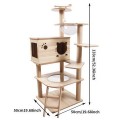 Large Luxury 4-Level Indoor Wooden Cat Tree with Durable Strong Structure and Resting Platforms
