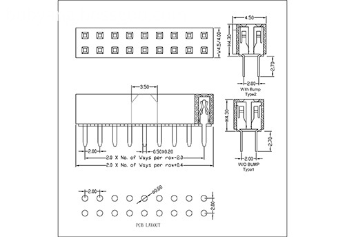 2.0 mm Female Header Dual Row  Straight Type H4.3 FHDS07-XXDXXXX