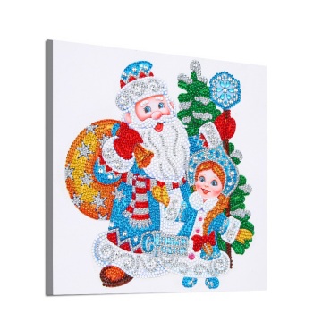 Pintura de diamante de Papai Noel e menina atacado