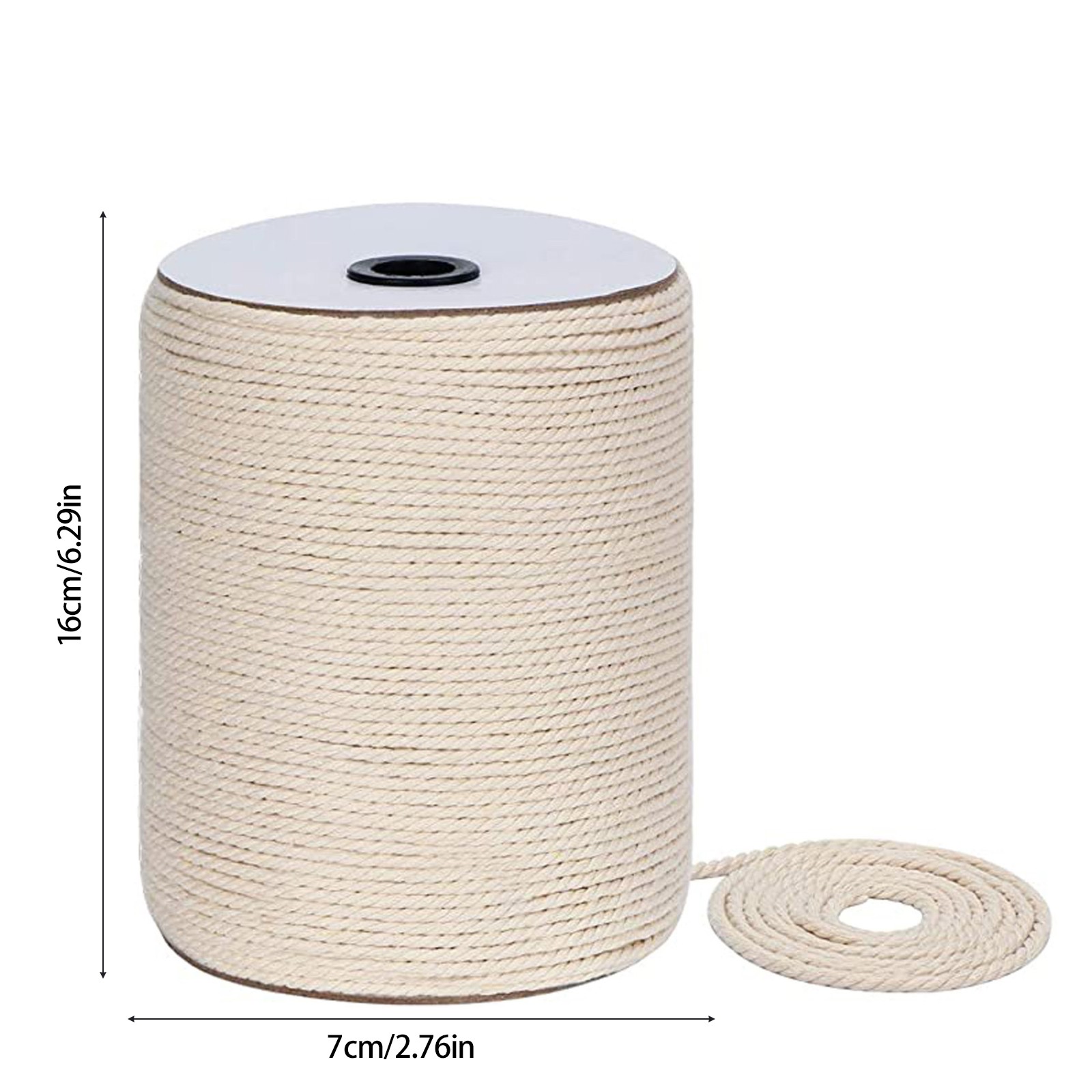 3mm x 300m Cotton Rope Multi-purpose Creative Diy Cotton Rope Strands Twisted Macrame Cotton Cord for Wall Hanging Crafts