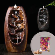 New Hot sale Ceramic Backflow Waterfall Smoke Incense Burner Censer Holder Zen Tpye Home Decor + 10 cones , Dropshipping