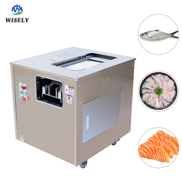Máquina de corte de peixe em aço inoxidável e fatia de salmão