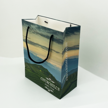 Custom Logo Biodegradable Recycled Paper Bag with Flat Handle for Gifts and Shopping