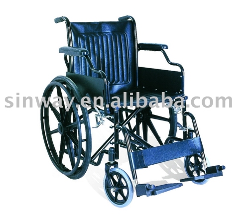 Steel wheelchair-flip up armrest, detachable leg rest, Mag wheel