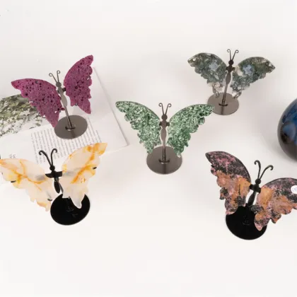 Wholesale Crystal Carving Butterfly Wings Healing Stones for Ornament