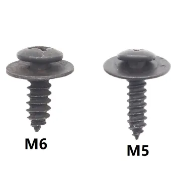 KELIMI 30Pcs Fixed Auto Car Body Fender Screws M5 M6 Metal Rivet Fastener cross self tapping Phillips Screws