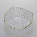 Embossed Gold Rimmed Crystal Decorative Glass Bowl Set