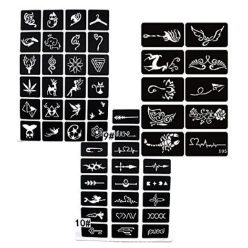 208pcs Small Design Henna Tattoo Stencils Set for Women,Kids Glitter Tattoos Drawing Template for Body Paiting 10 Sheet