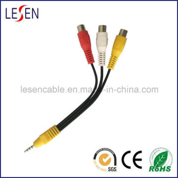 AV Cable 3.5mm 4Cores Stereo to 3RCA Jack