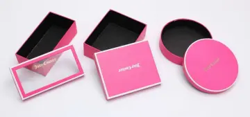 Pink Color Apparel Packaging Box With Silver Logo