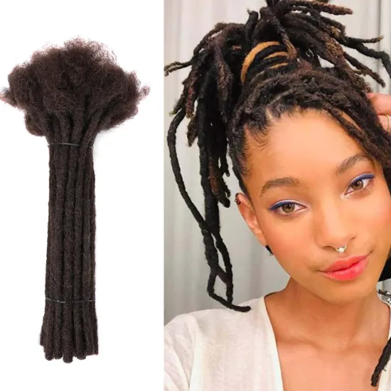 AliLeader Dread Locks 100% Handmade Human Hair Extensions Afro Kinky Curly Crochet Hair Dreadlocks