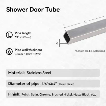 Square Glass Shower Door Tube Bathroom Hardware
