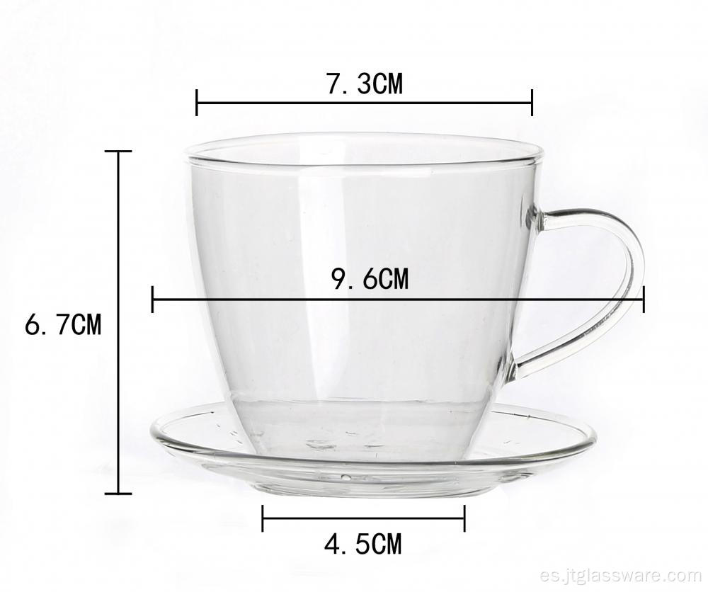 Juego de taza de té de taza de café de vidrio