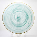 Green Frosted With Gold Rim Glass Dish Plates