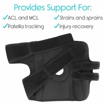 Brace Pen-glin Colfachog Neoprene Du ar gyfer Arthritis