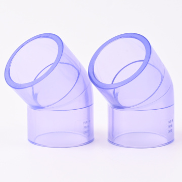 كوع PVC شفاف 45 درجة PN16