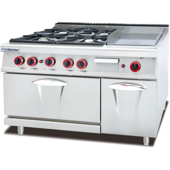 Commercial Kitchen Gas Range with 4-Burner & Griddle & Gas Oven