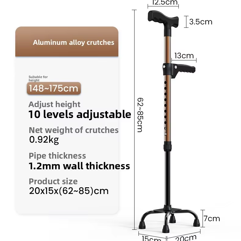 Aluminum Alloy Cane for Elderly and Disabled-Adjustable Height 62-85cm 200kg Load Capacity Durable & Lightweight Walking Aid3