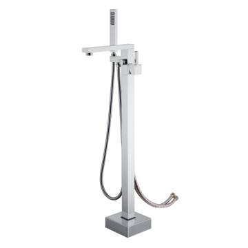 Matte Black Single Handle Floor Standing Bathtub Faucet with Hand Shower