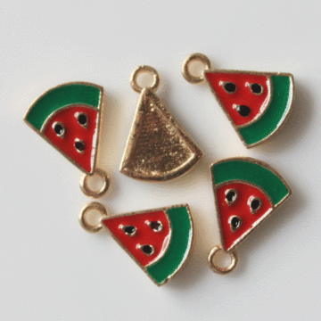 Wholesale Gold Plated Watermelon Slice Charms Enamel Summer Fruit Slice Charms Pendants DIY Jewelry Making Crafts Gifts