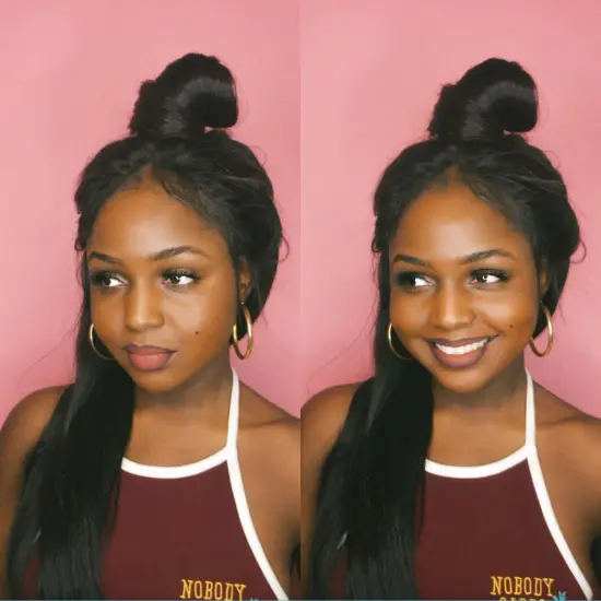 MegaLook Cheap Semi Medical Wig Peruvian silk Straight wave Human Hair Lace Closure Wigs