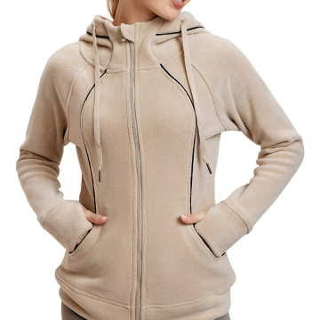Women's Thick Fleece Hooded Yoga Jacket for Autumn and Winter