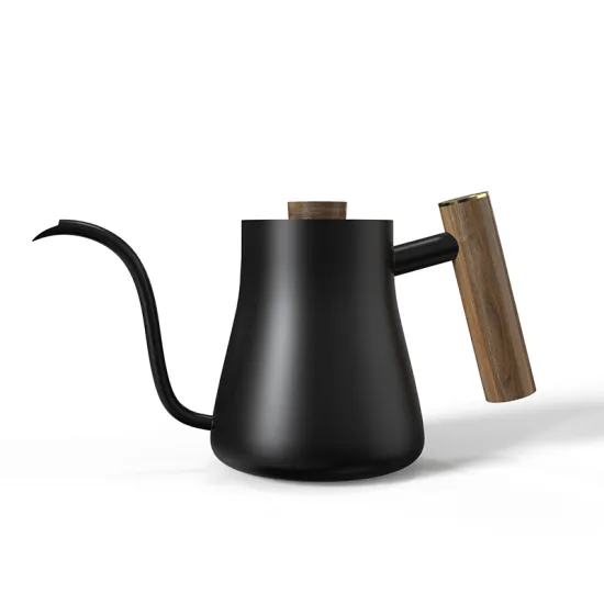 800ml Stainless Steel Thermal Carafe Coffee Pot with Wooden Handle