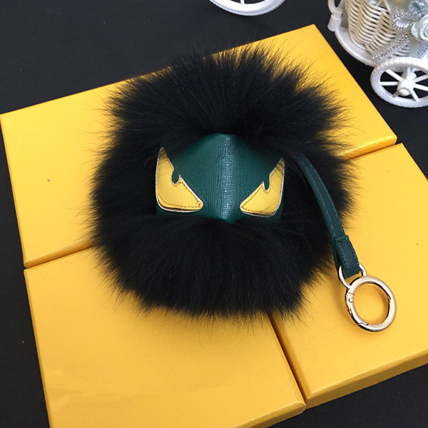 Emoji Fox Furry Ball Keychain