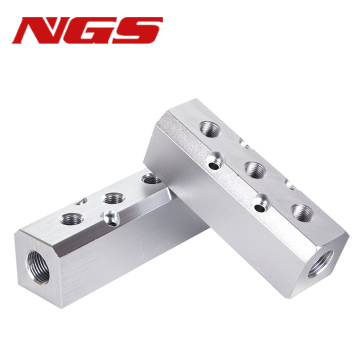 Pneumatic Quick Coupling - Multi-pipe Gas Row Aluminum Strip Silver (2~10 Holes, Medium/Large Flow)