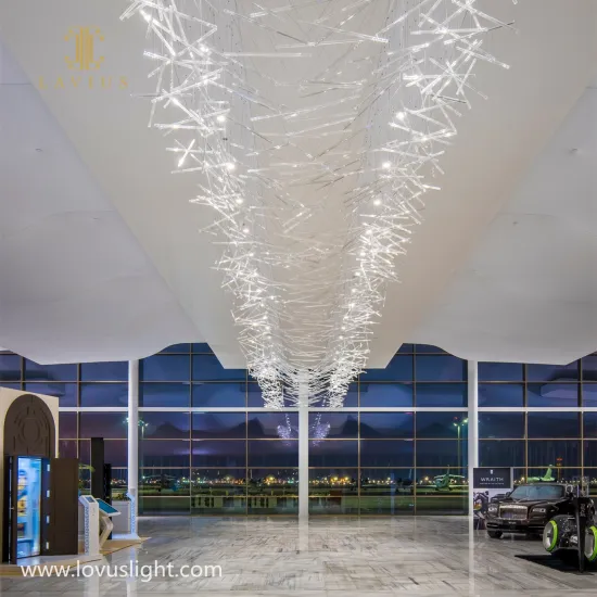 Modern technology sense white glass tube chandelier hotel hall conference hall decorative chandelier custom large chandelier