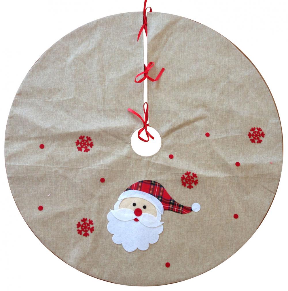 Christmas Burlap Santa Pattern Tree Skirt