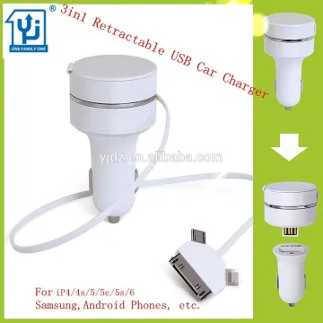 2015 Newest Design 3in1 5v 2a mini USB Car Charger for Smart Phone