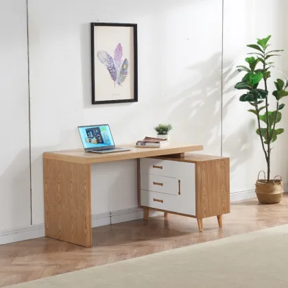 Simple Wooden Office Table With Drawer Study Room Desktop Computer Desk