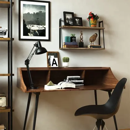 Factory Direct 2 Tier Solid Wood Wall Shelves - Rustic Floating Shelves for Living Room