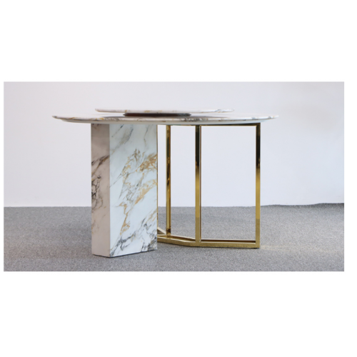 Modern Marble Stainless Steel Leg Round Dining Table