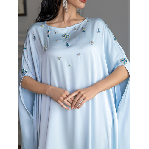 ساتن Batwing Abaya با دکور کریستال
