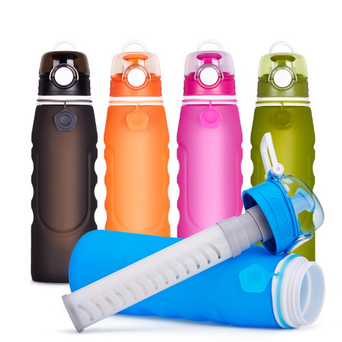 1L/ 750ML powerfull filter silicone water bottle