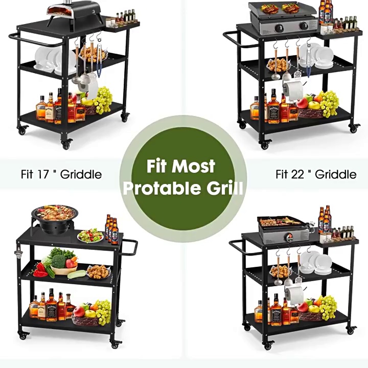 Durable Double Deck Pizza Oven Cart for Outdoor Events