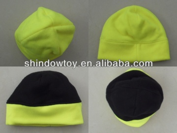 two sides strip knitted beanie hat Lemon yellow for young